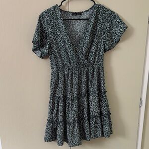 SHEIN Dark Green Floral Mini Dress